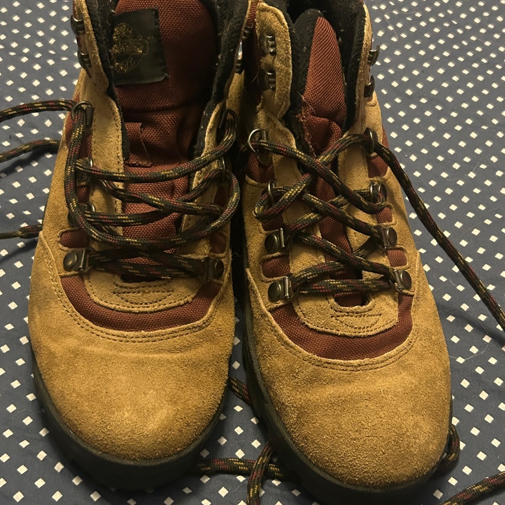 Brown and Burgundy Hiking Boots